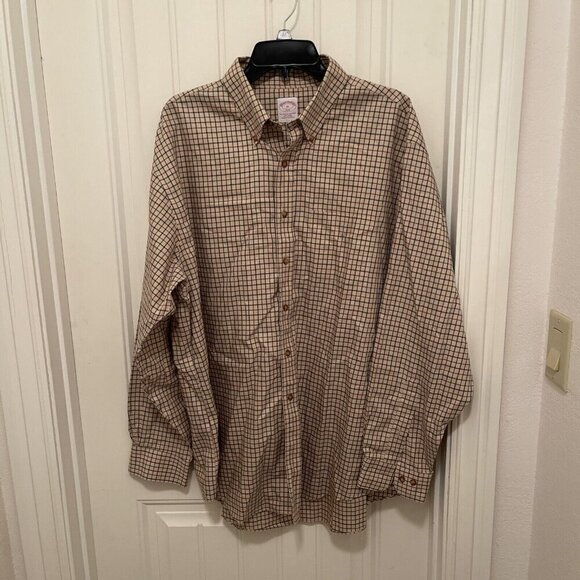 Brooks Brothers 346 The Original Polo Checkered Plaid Neutral Button DOWN Men XL - Picture 1 of 9